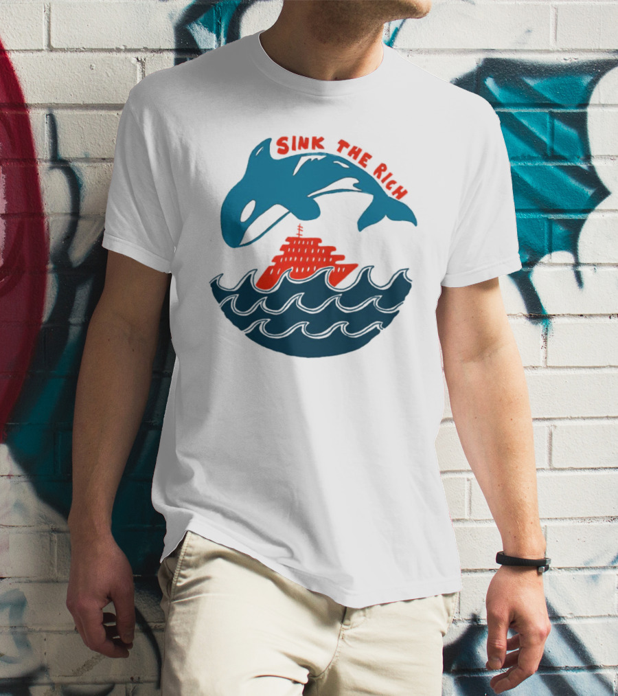 SINK THE RICH Orca And Yacht Sea Scene T-Shirt