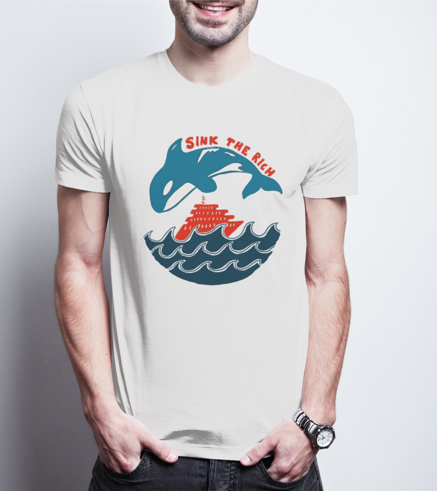 SINK THE RICH Orca And Yacht Sea Scene T-Shirt