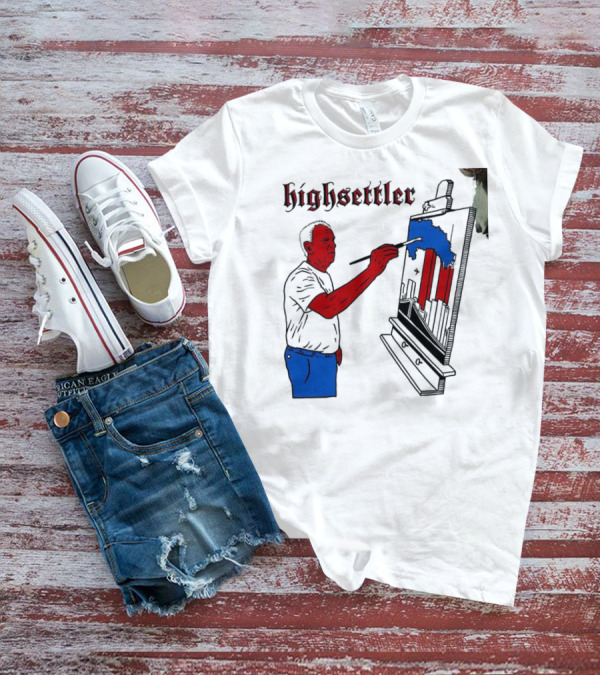 Highsettler Patriotic Painting Scene With Red And Blue Elements T-Shirt
