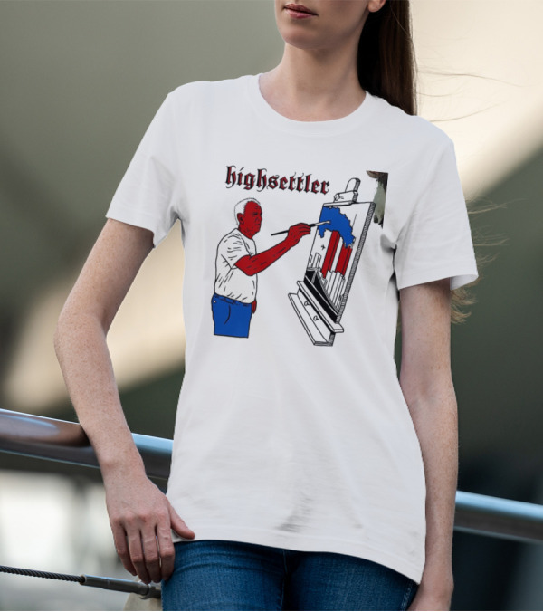 Highsettler Patriotic Painting Scene With Red And Blue Elements T-Shirt