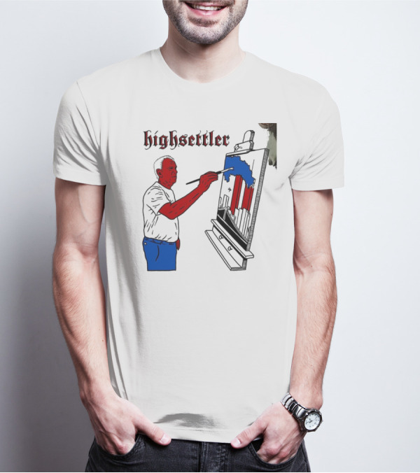 Highsettler Patriotic Painting Scene With Red And Blue Elements T-Shirt