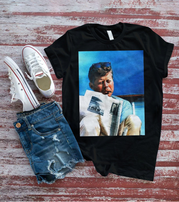 JFK Reading Newspaper On Summer Day T-Shirt