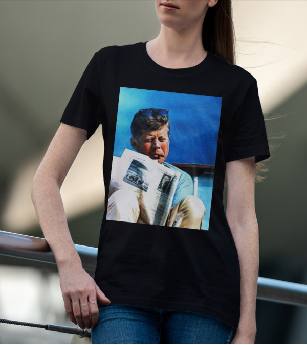 JFK Reading Newspaper On Summer Day T-Shirt