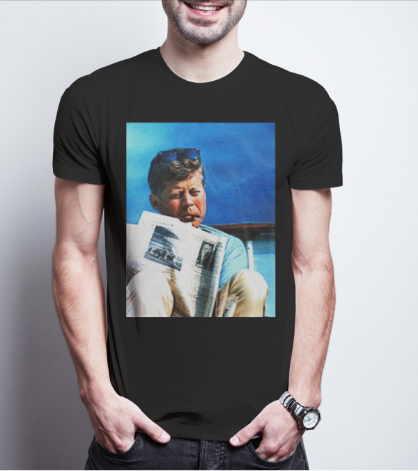 JFK Reading Newspaper On Summer Day T-Shirt