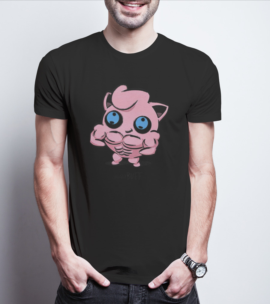 Jigglybuff Muscle Buff Pink Character With Blue Eyes T-Shirt