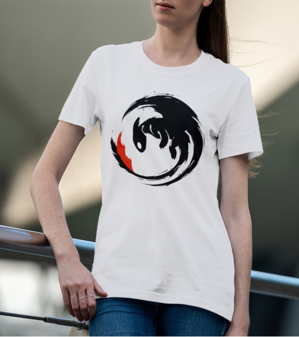 Toothless Night Fury Dragon Ying Yang T-Shirt