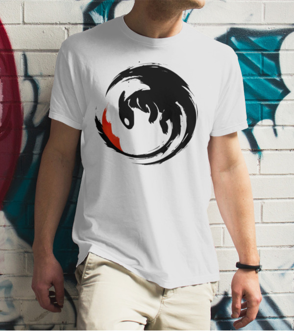 Toothless Night Fury Dragon Ying Yang T-Shirt
