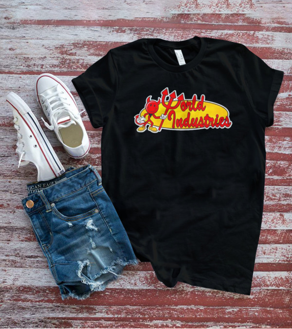 World Industries Logo With Smiling Devil Character T-Shirt