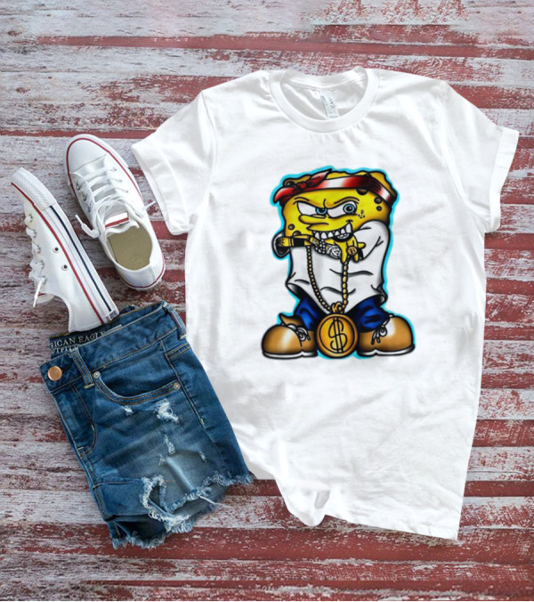 Gangster Spongebob Dollar Bling Animated Character T-Shirt
