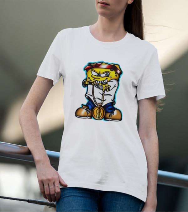 Gangster Spongebob Dollar Bling Animated Character T-Shirt