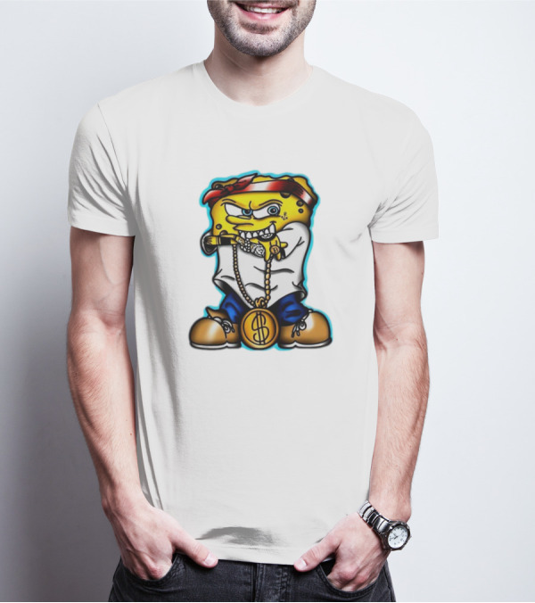 Gangster Spongebob Dollar Bling Animated Character T-Shirt