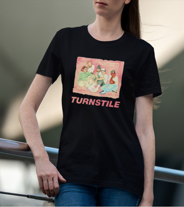 Turnstile Band Illustration Pink Pastel Aesthetic T-Shirt