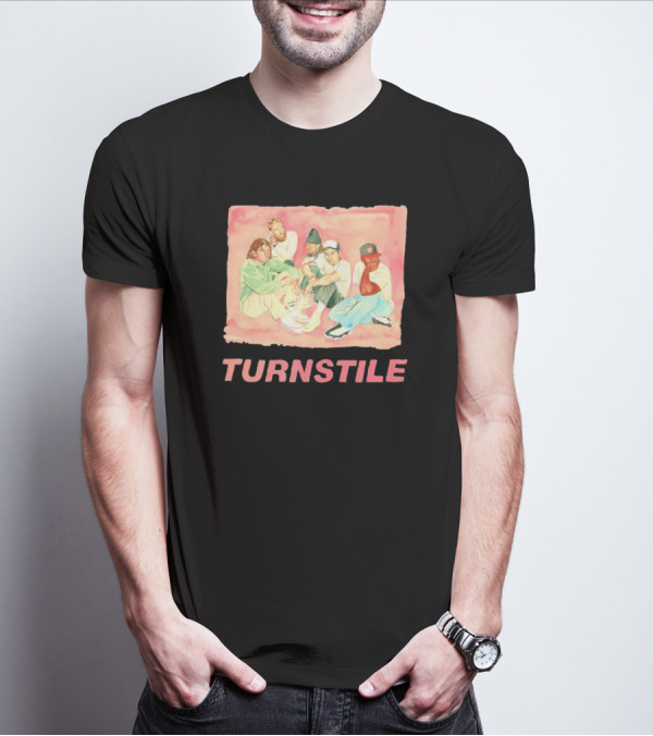 Turnstile Band Illustration Pink Pastel Aesthetic T-Shirt