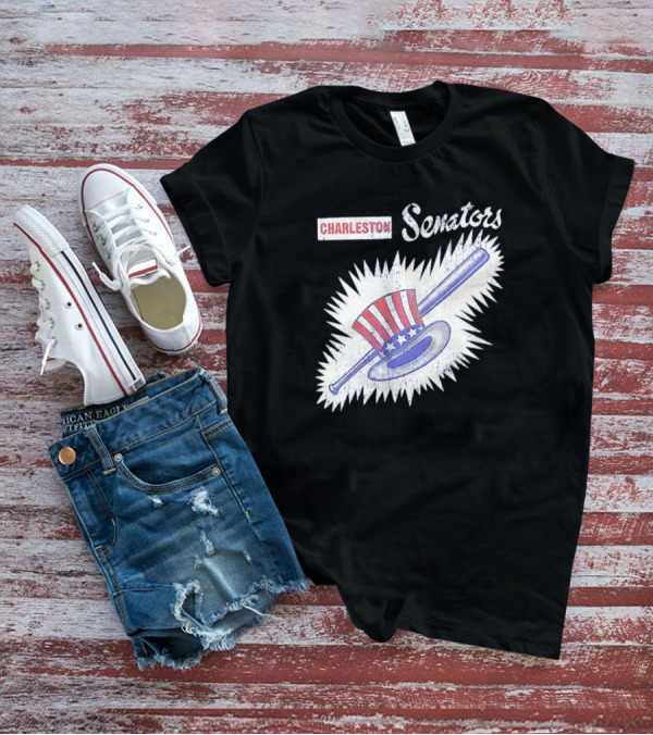 Charleston Senators Patriotic Baseball Hat And Bat 4th Of July T-Shirt
