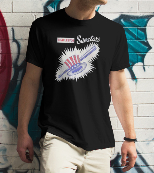 Charleston Senators Patriotic Baseball Hat And Bat 4th Of July T-Shirt