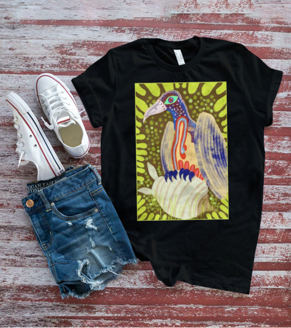 Bird Friends To The End Vivid Psychedelic Feathered Symbols T-Shirt