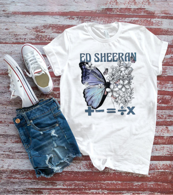 Ed Sheeran Butterfly Flowers Math Symbols Equals Tour T-Shirt
