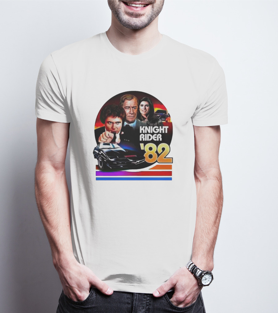Knight Rider ’82 Retro Cast And Car Montage T-Shirt
