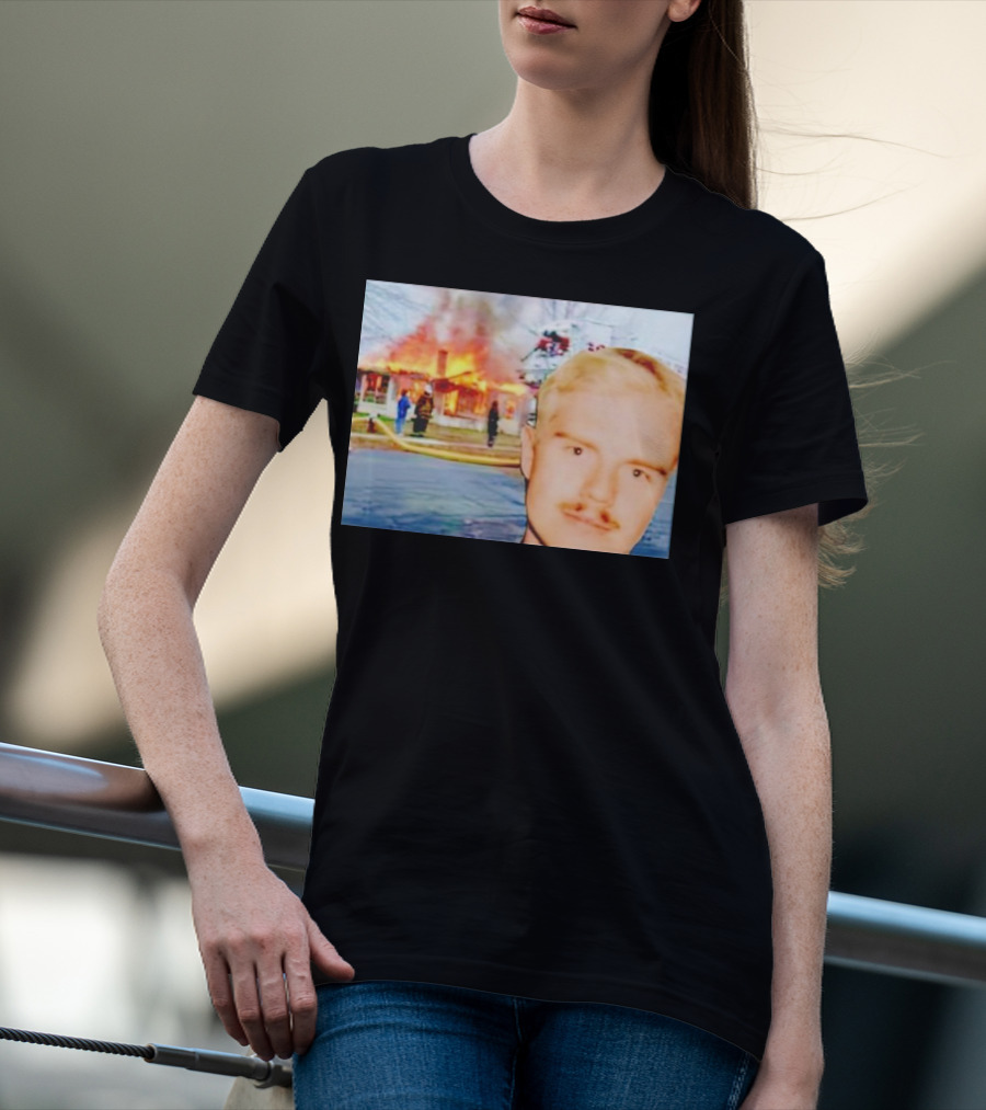 Lloyd Meme Fire Burning House Background T-Shirt