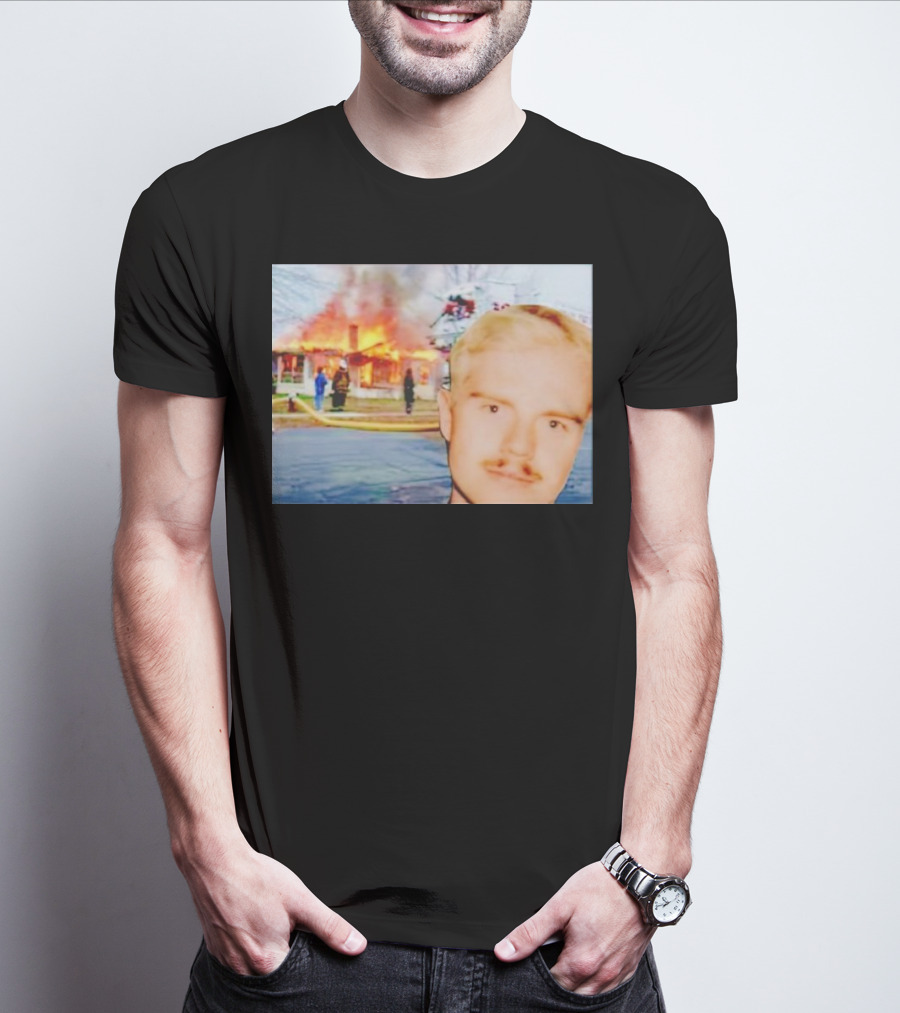 Lloyd Meme Fire Burning House Background T-Shirt