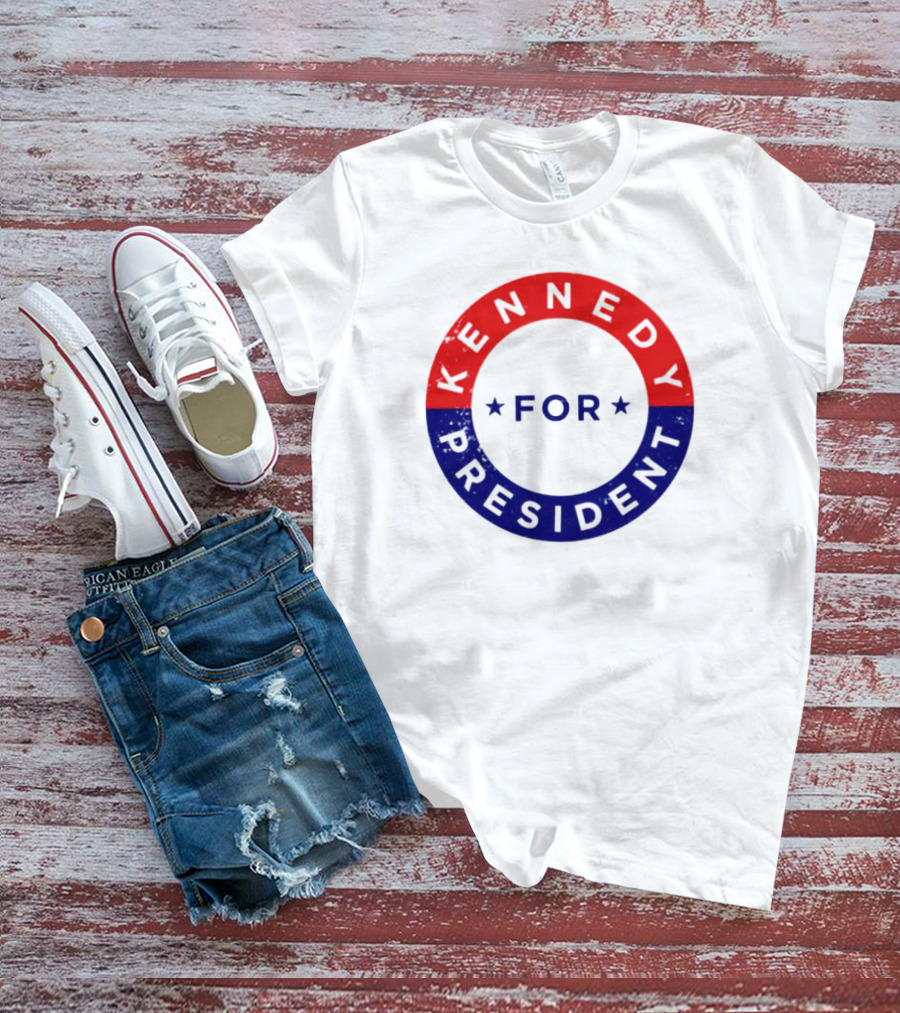 Kennedy For President Circle Design With Red And Blue Stars T-Shirt