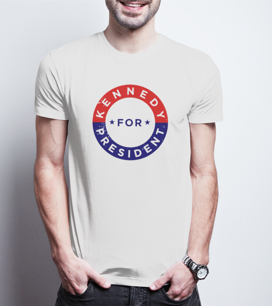 Kennedy For President Circle Design With Red And Blue Stars T-Shirt