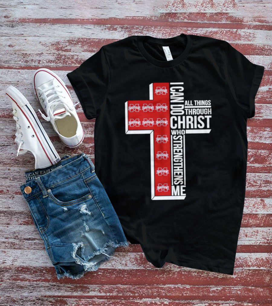 State Bulldogs I Can Do All Things Through Christ Who Strengthens Me Cross T-Shirt