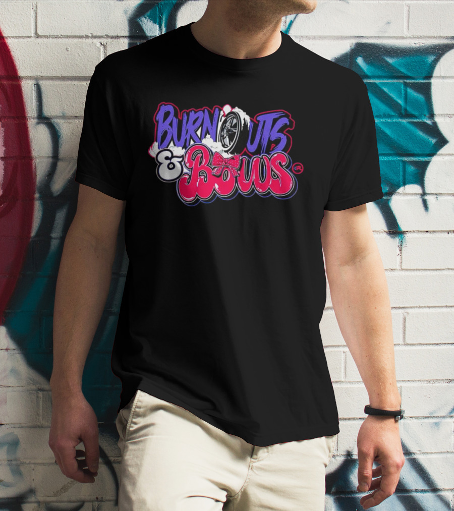 Burnouts And Bows Racing Tire And Bowtie Motif T-Shirt