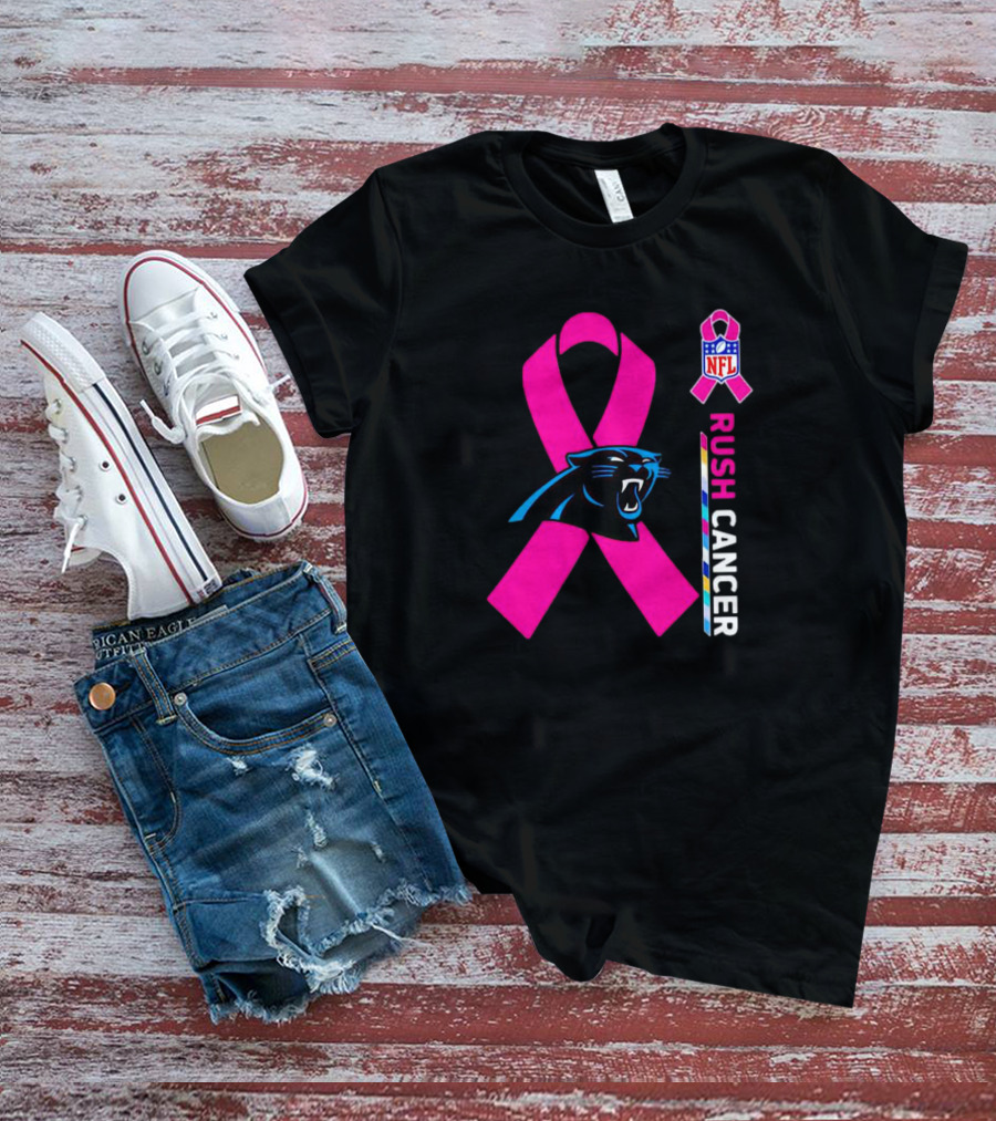 Carolina Panthers NFL Pink Ribbon Rush Cancer Awareness T-Shirt