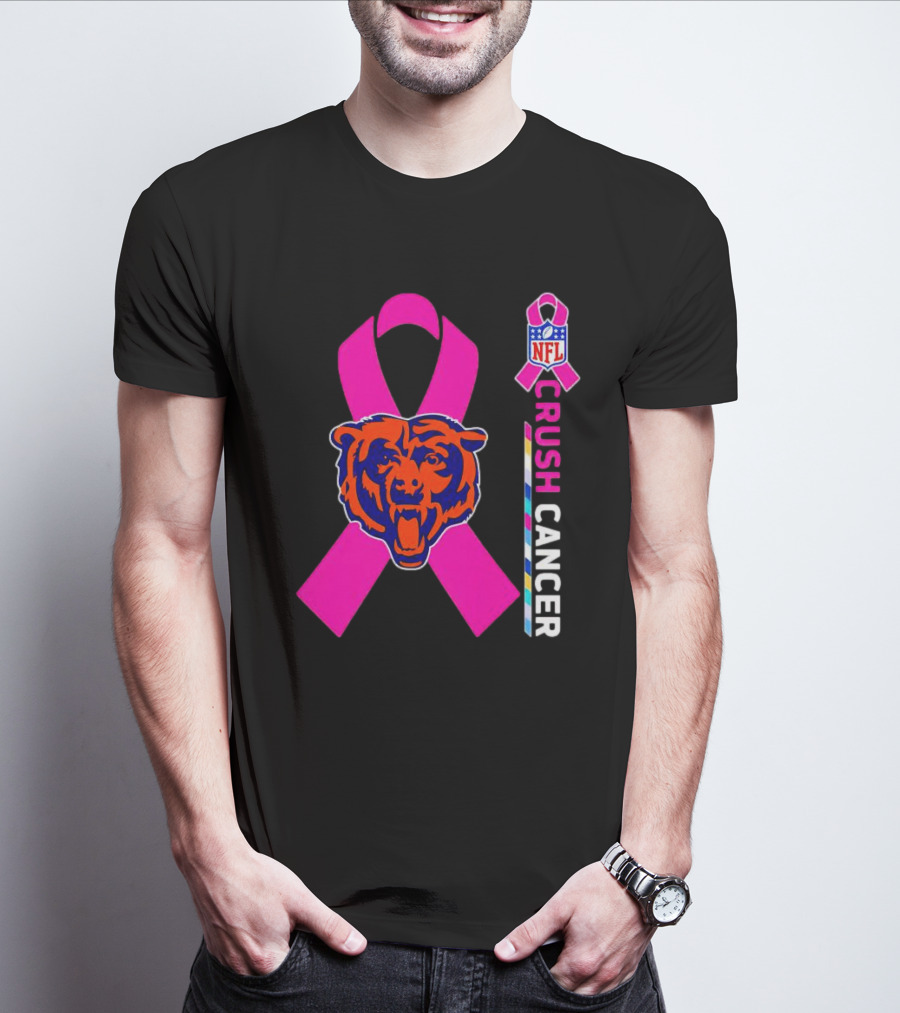 Chicago Bears NFL Pink Ribbon Crush Cancer T-Shirt