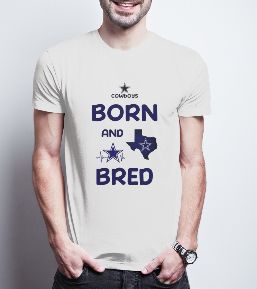 Cowboys Born And Bred Texas Star Heartbeat T-Shirt