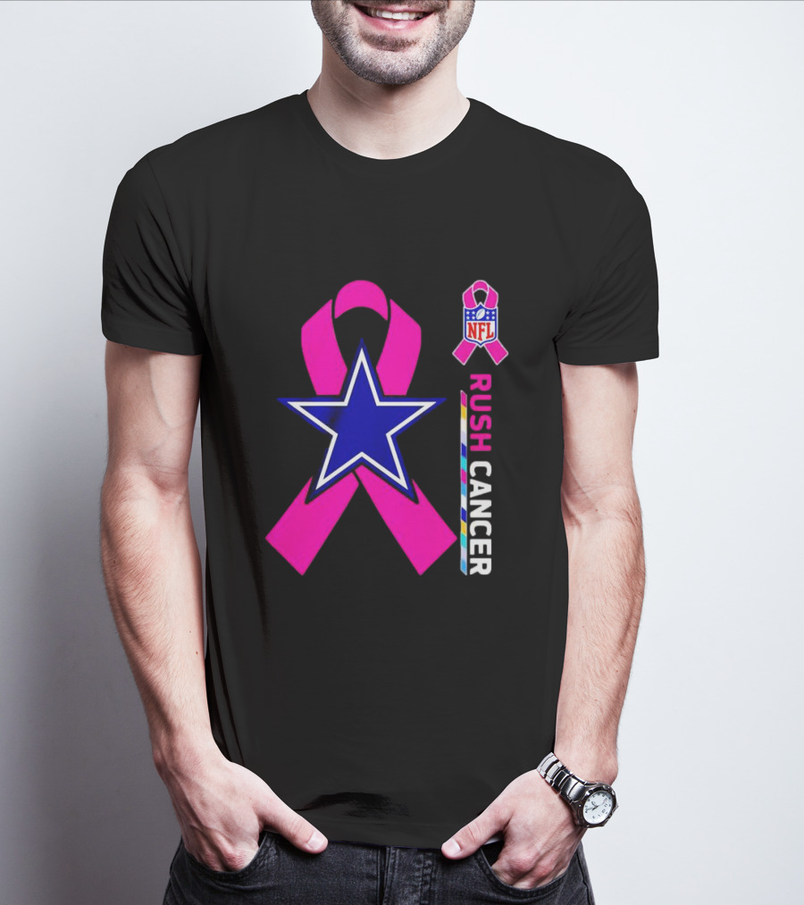 Dallas Cowboys NFL Rush Cancer Pink Ribbon Star T-Shirt