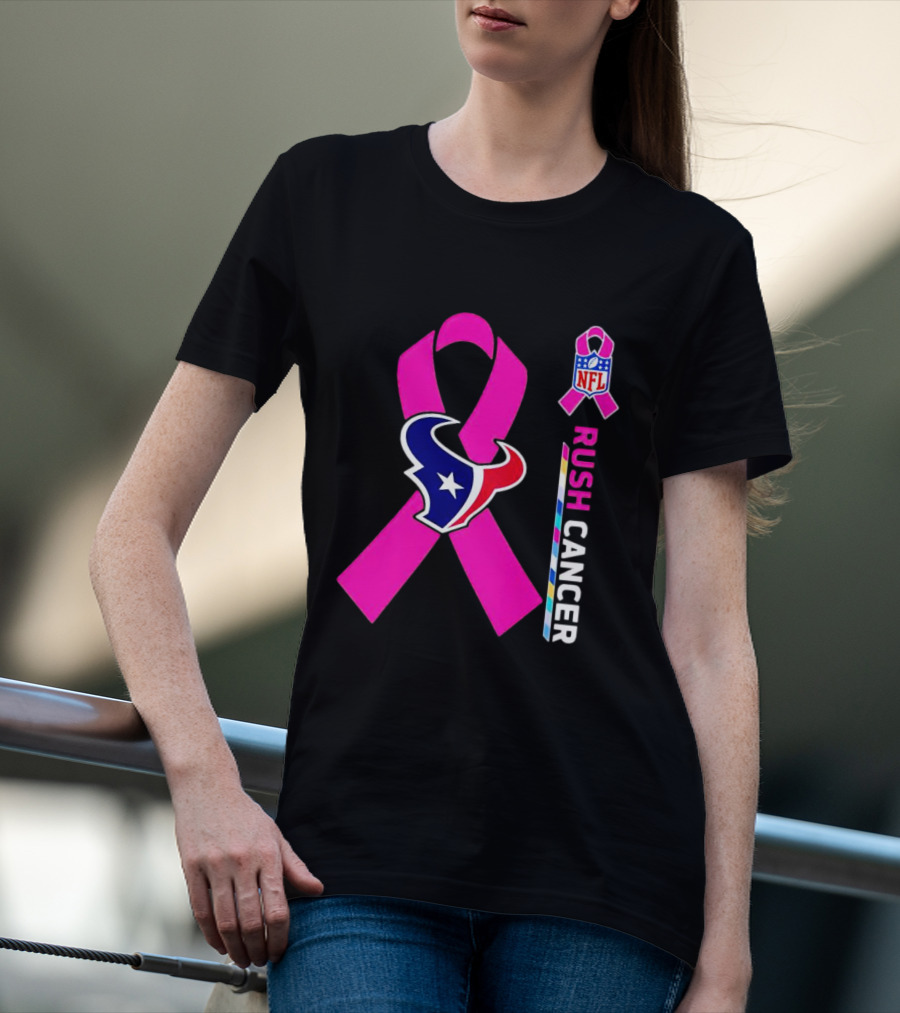 Houston Texans NFL Rush Crush Cancer Pink T-Shirt