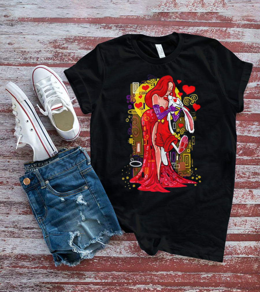 Jessica Rabbit Roger Rabbit Gustav Klimt The Kiss Cartoon Hearts T-Shirt