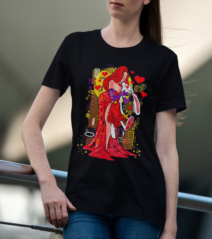 Jessica Rabbit Roger Rabbit Gustav Klimt The Kiss Cartoon Hearts T-Shirt