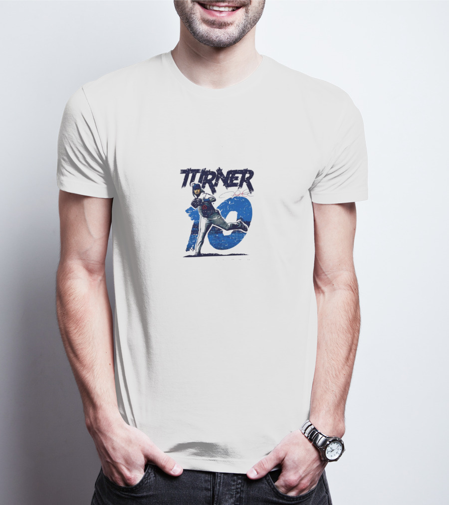 Turner 10 Los Angeles Dodgers Baseball Action Pose Signature T-Shirt