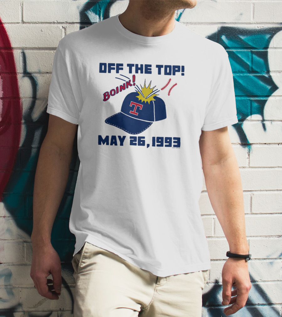 Texas Rangers Off The Top Boink May 26 1993 Baseball Cap Explosion T-Shirt