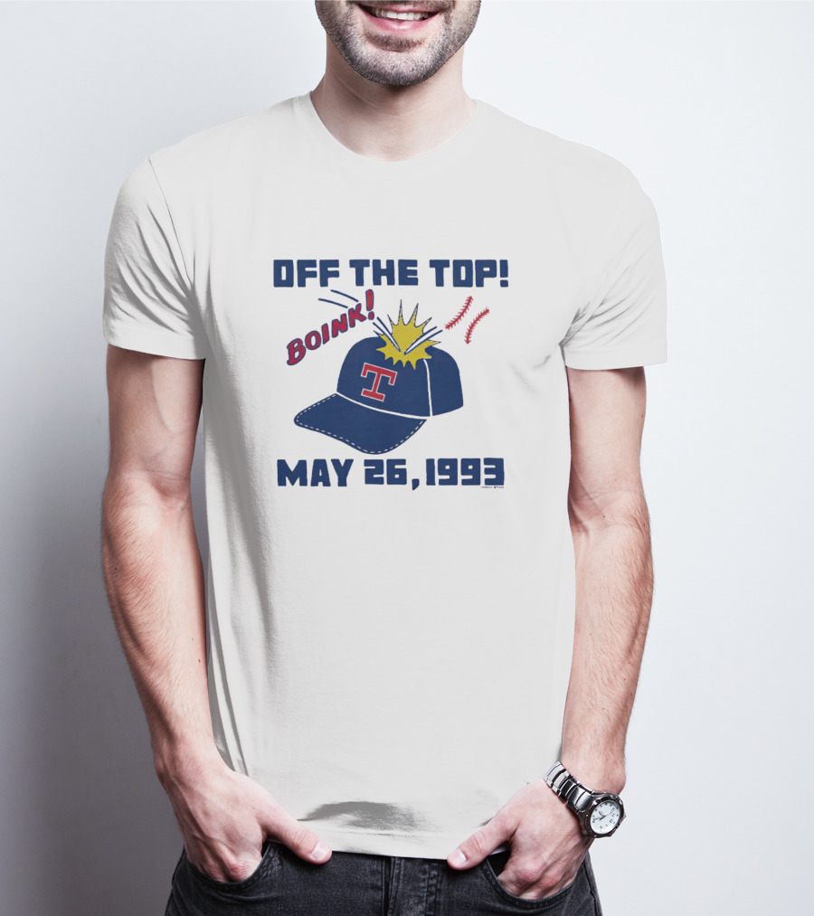 Texas Rangers Off The Top Boink May 26 1993 Baseball Cap Explosion T-Shirt