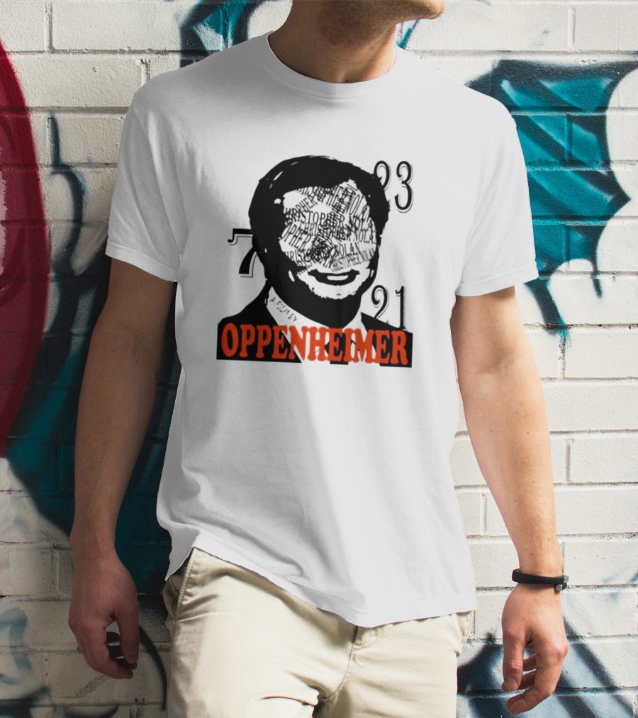 Christopher Nolan Oppenheimer Film Artwork With Numbers 7321 T-Shirt