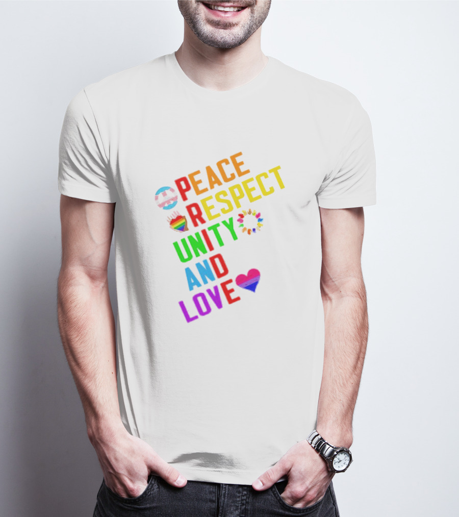 Pride Peace Respect Unity And Love Rainbow Symbols T-Shirt