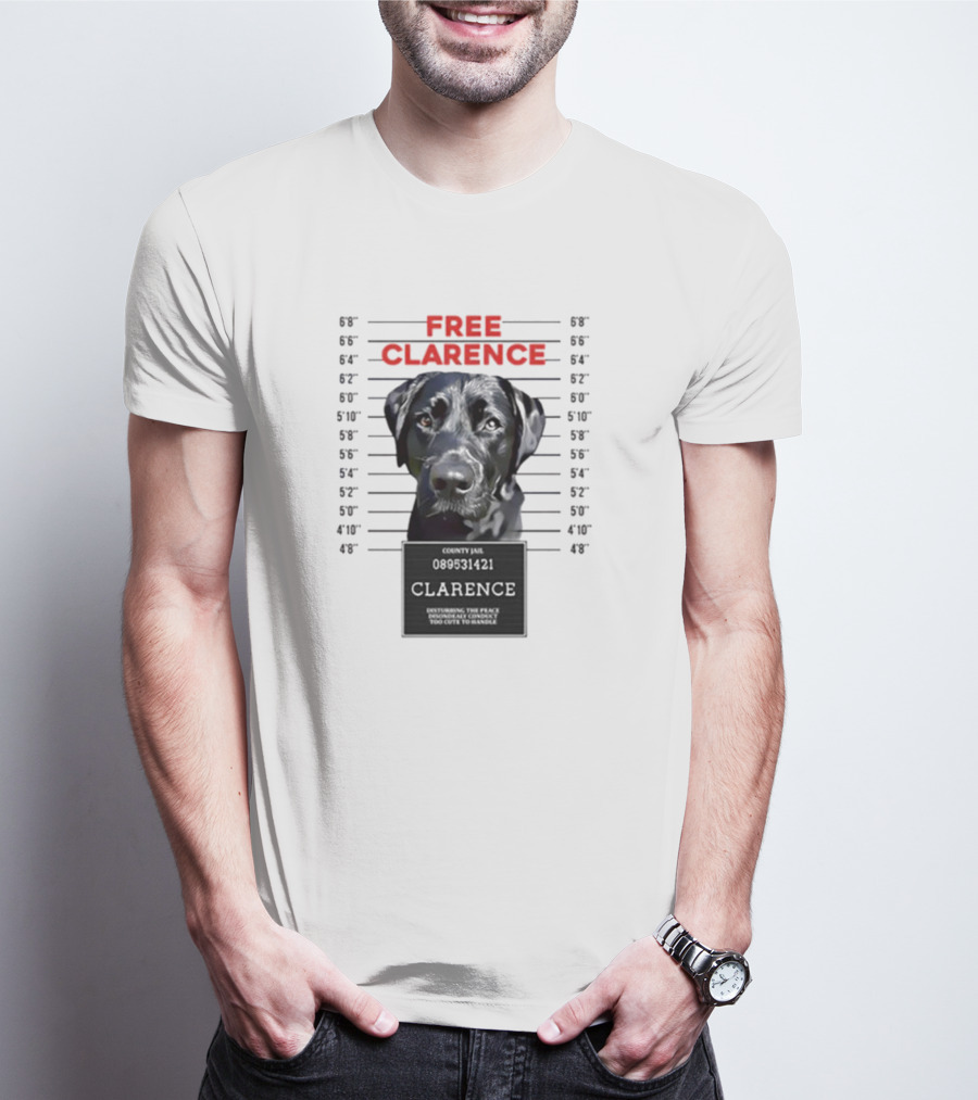 Jimmy And Clarence Free Clarence Mugshot Dog Lineup T-Shirt