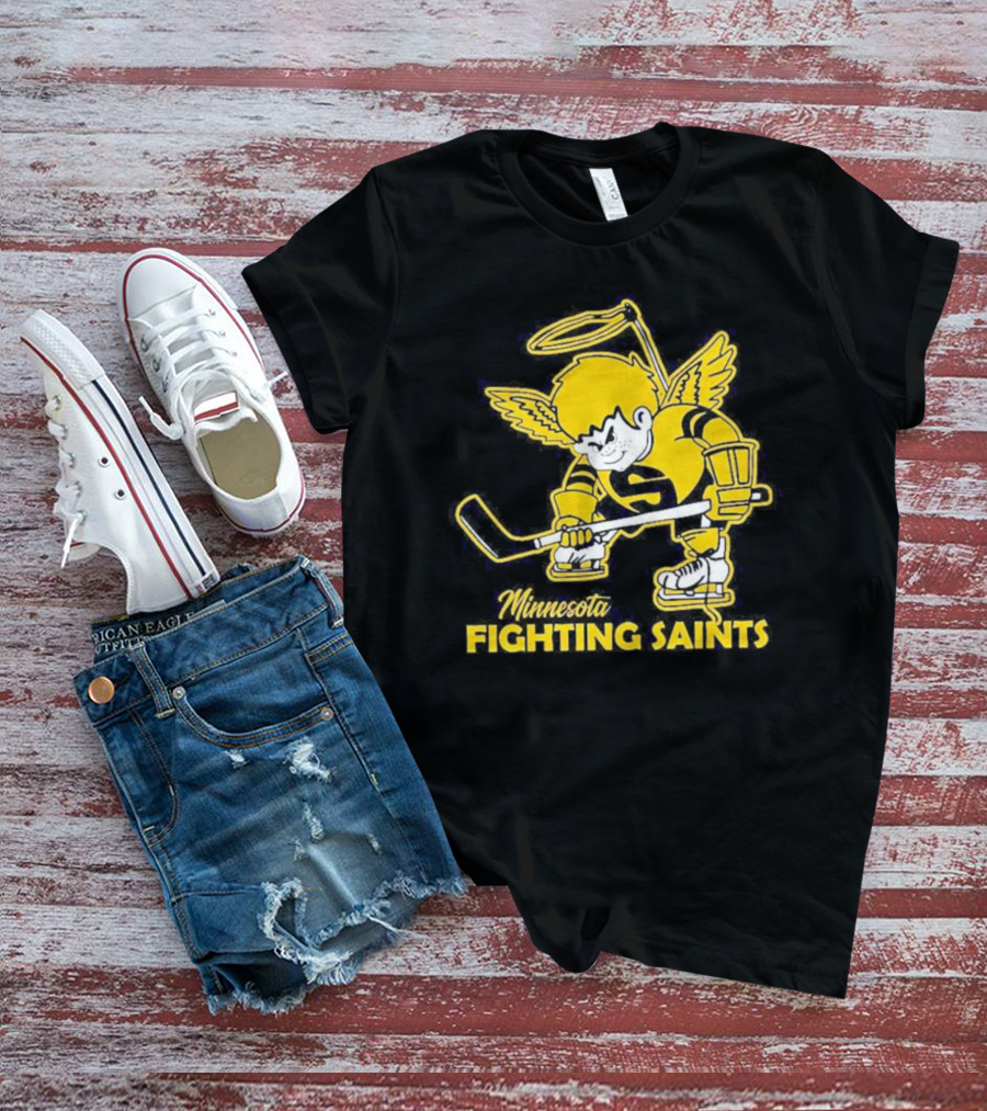 Minnesota Fighting Saints Hockey Mascot Vintage T-Shirt