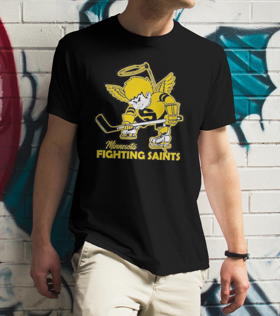 Minnesota Fighting Saints Hockey Mascot Vintage T-Shirt
