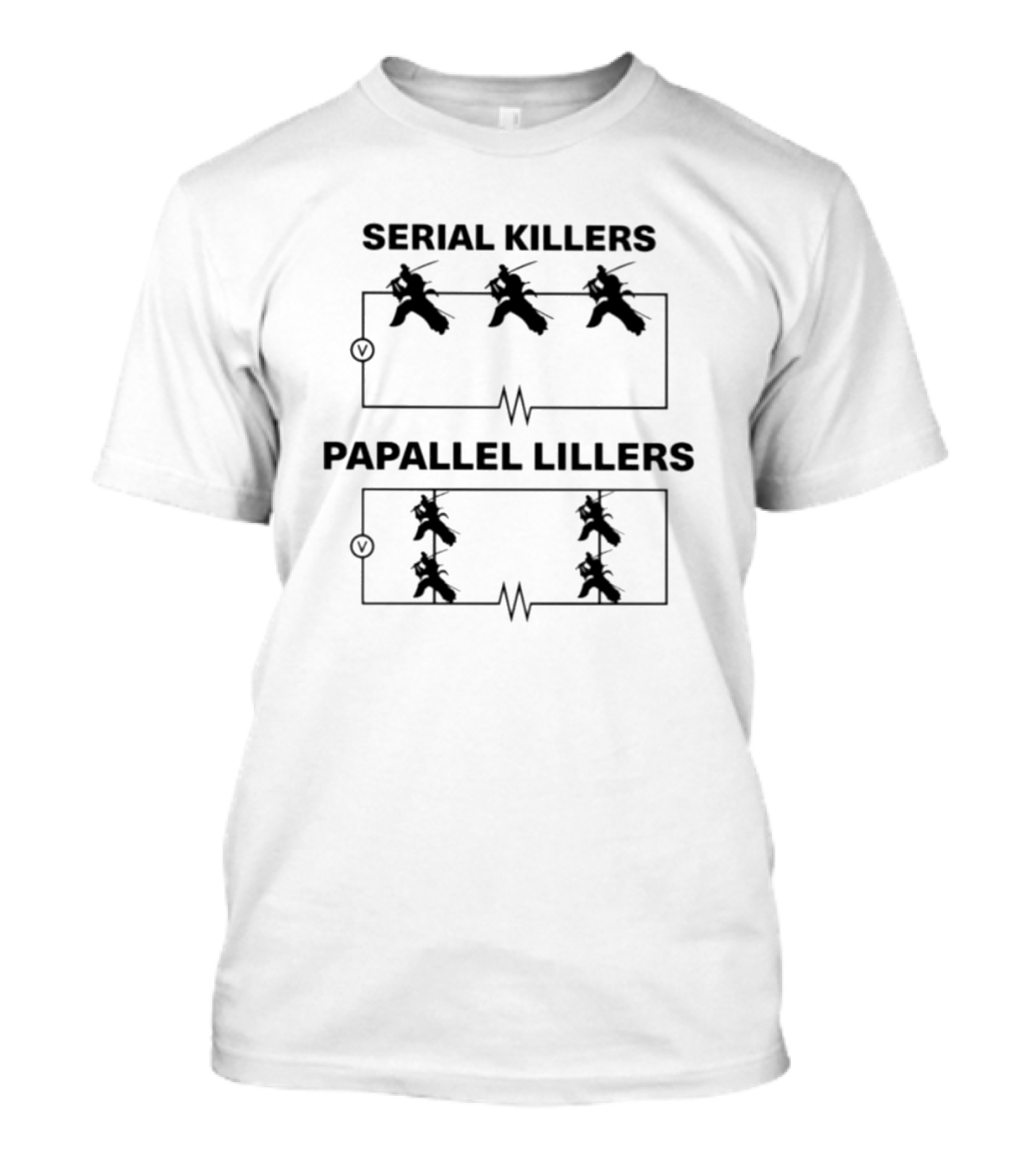 Serial Killers Papallel Lillers Circuit Parody With Icons T-Shirt