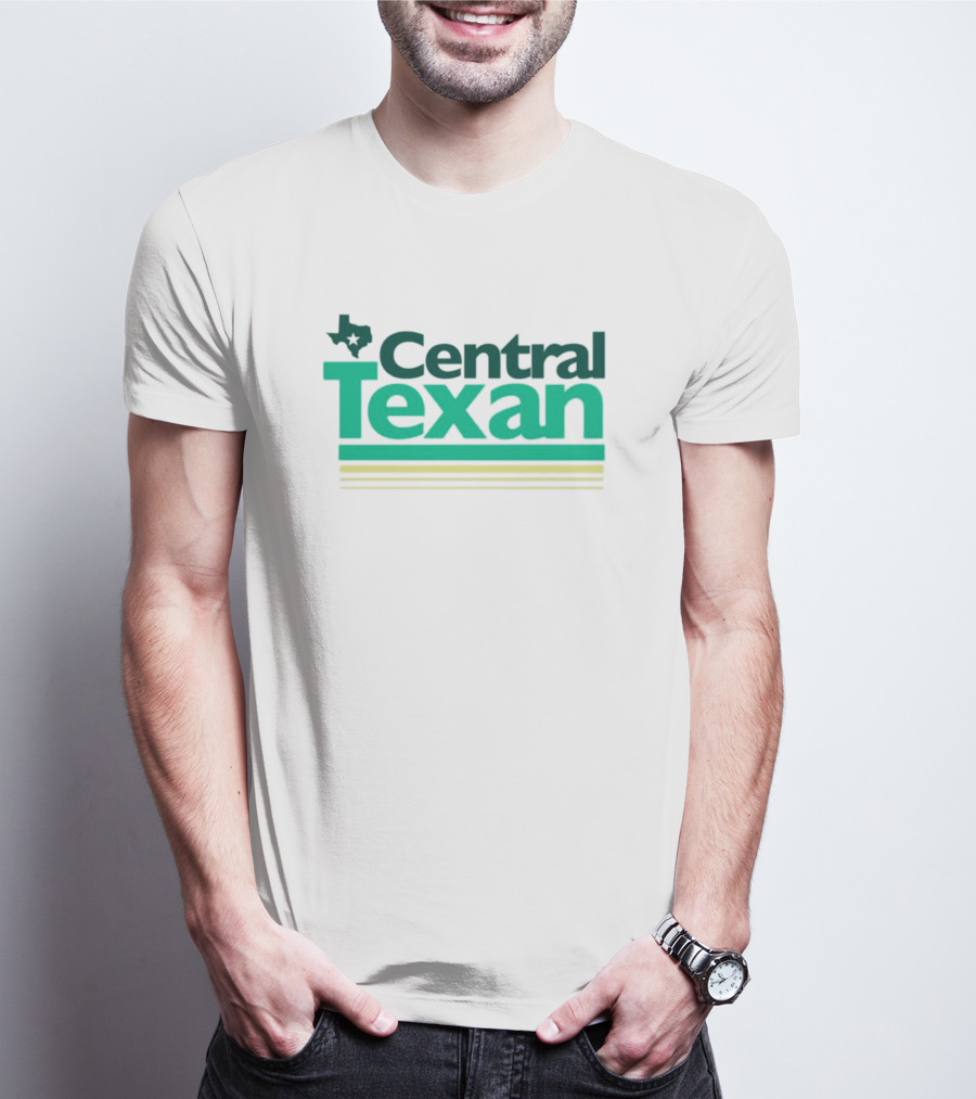 Central Texan Texashumor Texas Map Icon Bold Green Text T-Shirt