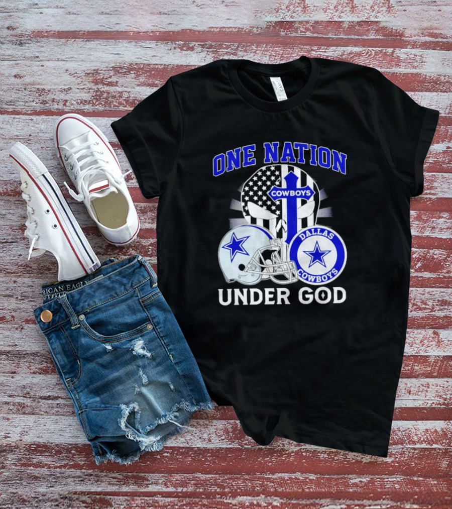 Dallas Cowboys One Nation Under God American Flag Football Helmet Star T-Shirt