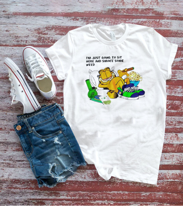 Garfield Smoking Weed Relaxing With Snacks And Bong T-Shirt