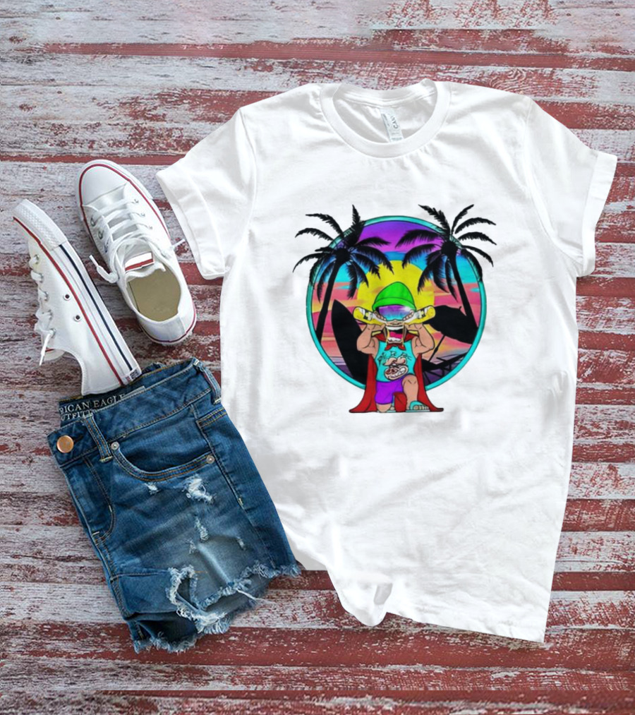 OGblob18 Beach Adventure Tropical Vibes Sunset Scene T-Shirt
