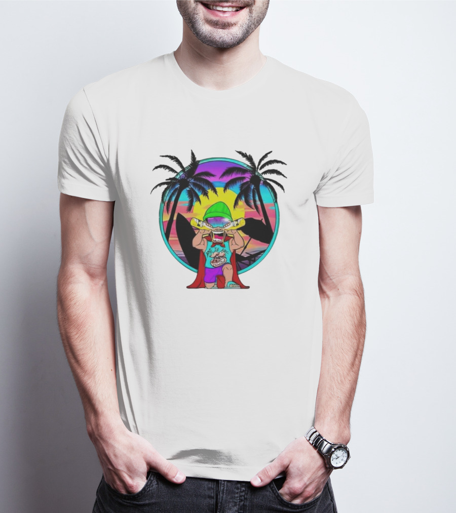 OGblob18 Beach Adventure Tropical Vibes Sunset Scene T-Shirt
