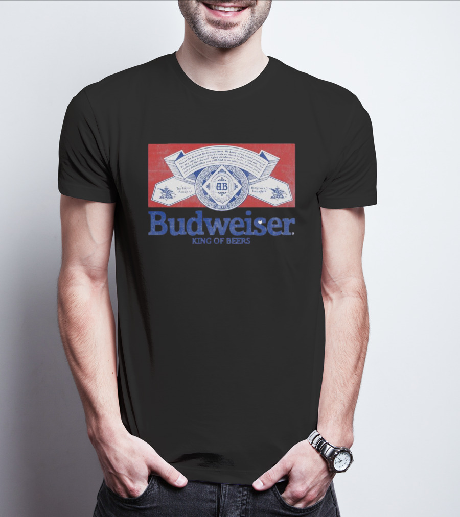 Budweiser King Of Beers The Great American Lager Label T-Shirt